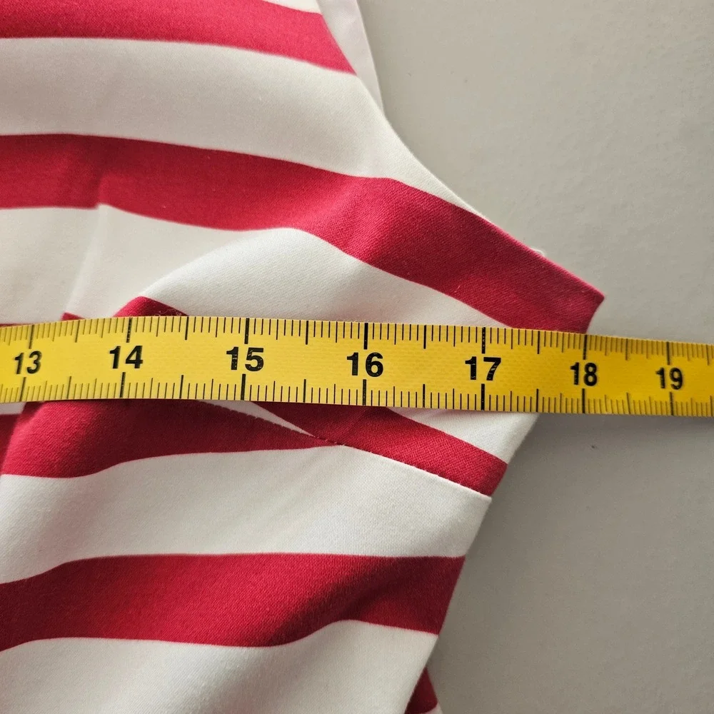Red White Striped Fit Flare Dress Size 14 Summer Preppy Classic Coastal Nautical